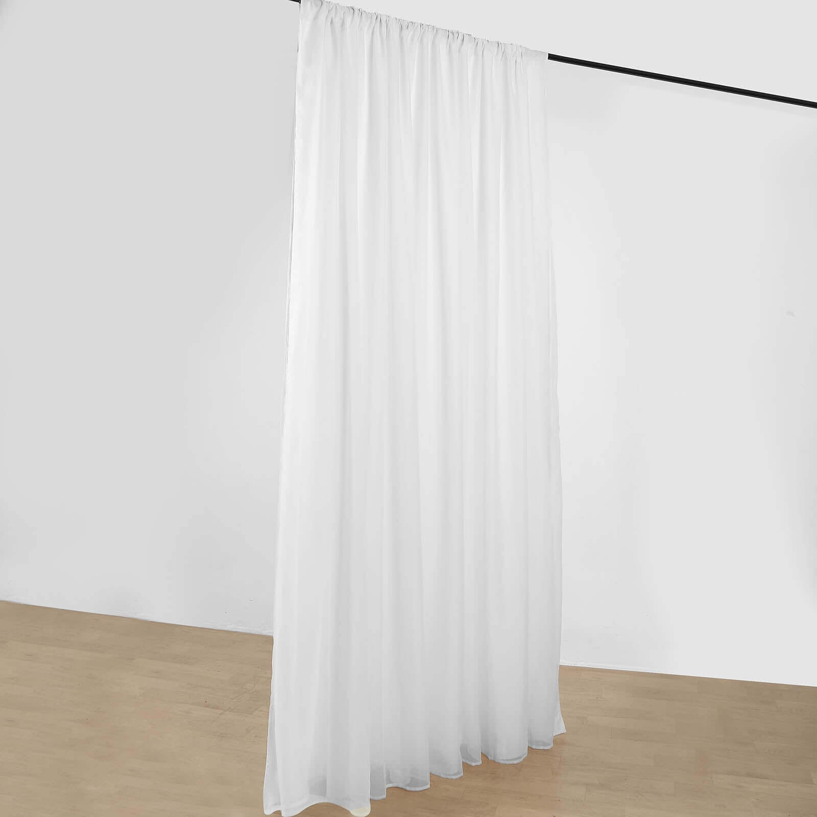 White Chiffon Polyester Backdrop Drape Curtain, Dual Layer Event Divider Panel with Rod Pockets - 10ftx10ft