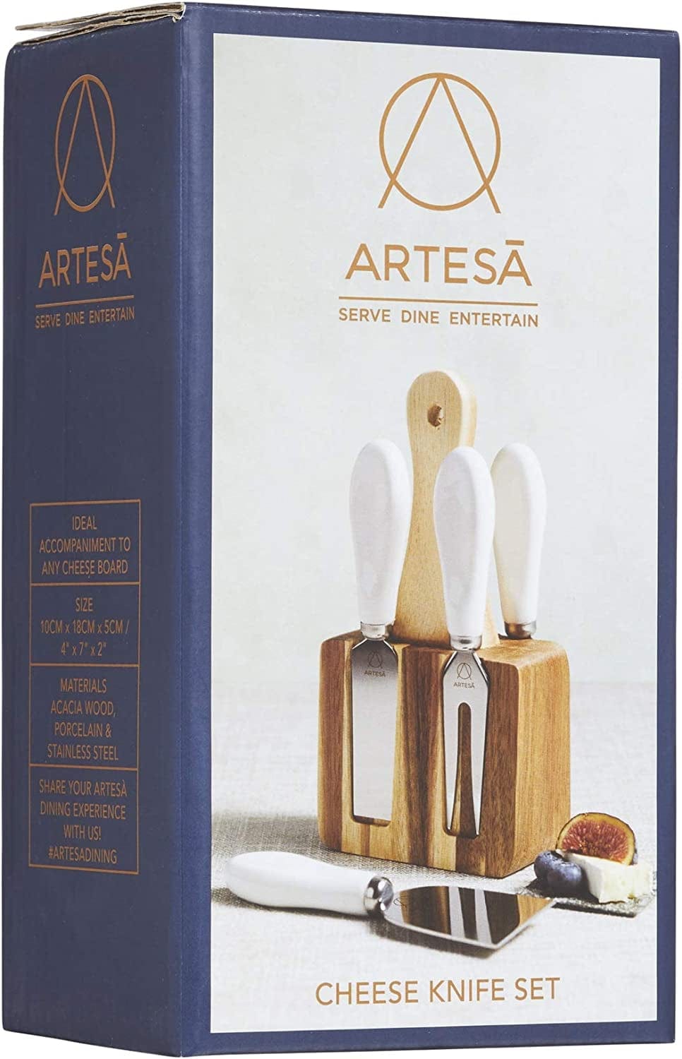 Artesa Artesà Stainless Steel Cheese Knives and Block (5-Piece Set)， 1