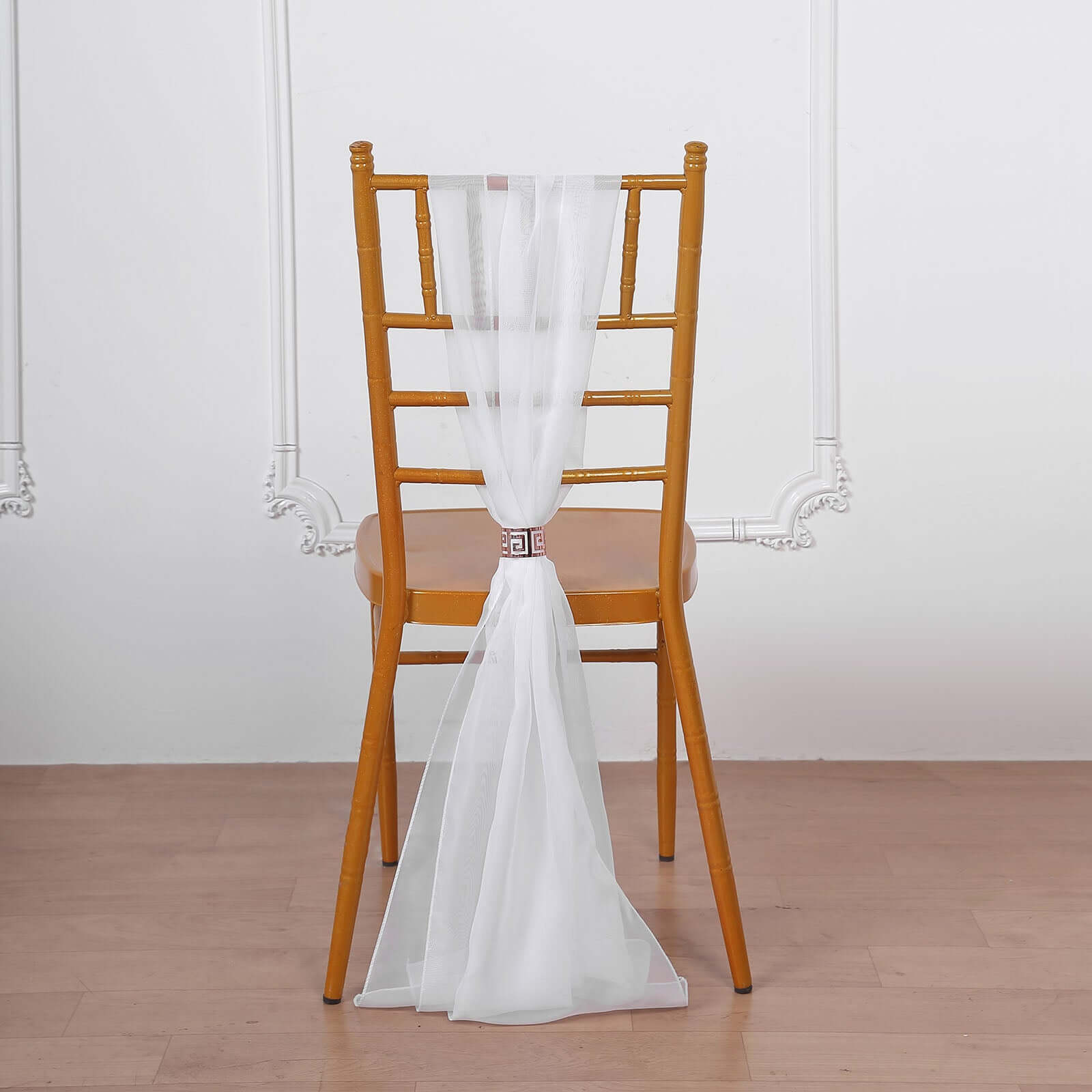 5 Pack White DIY Premium Designer Chiffon Chair Sashes 22