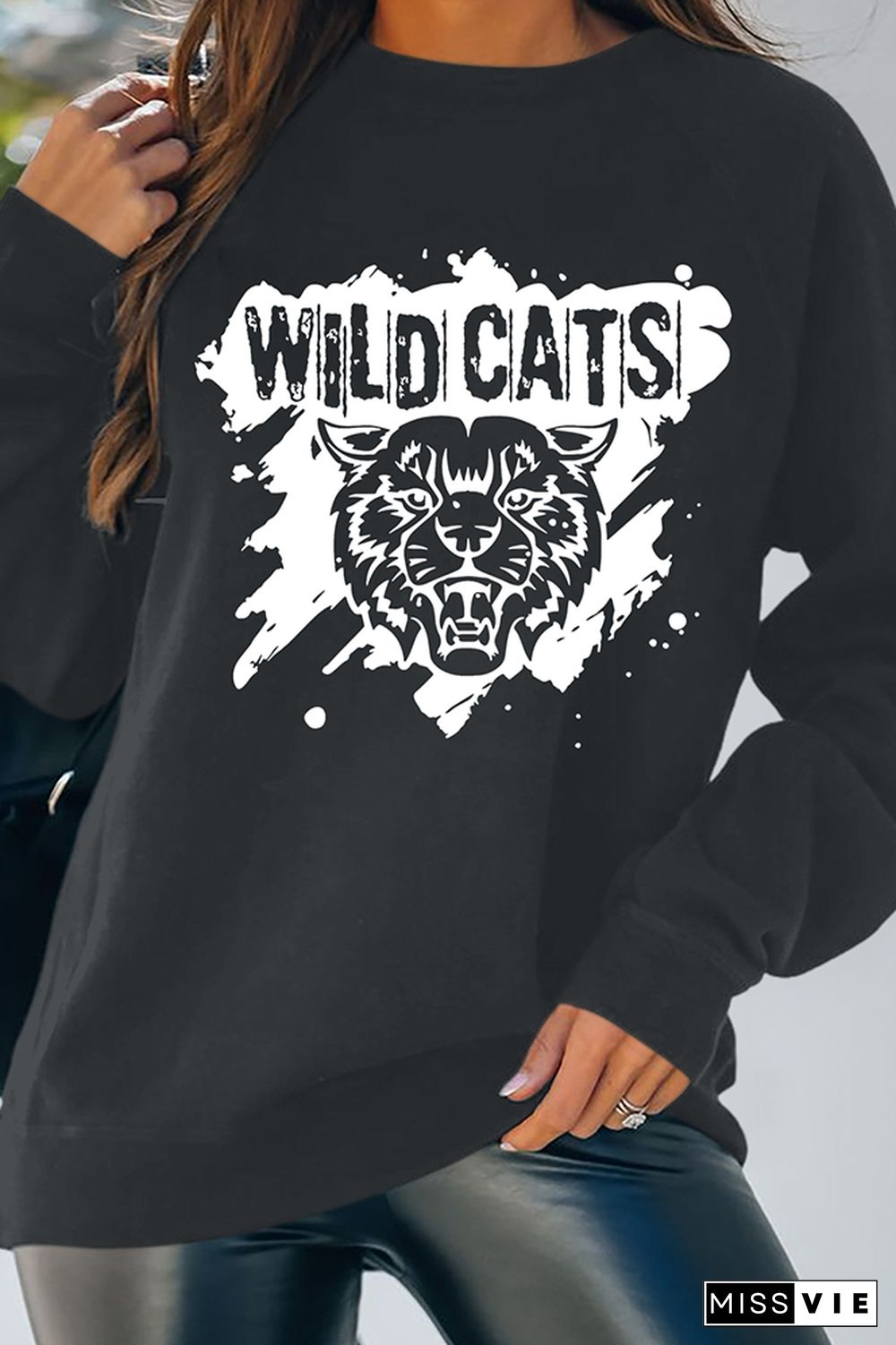 Wildcats Wildcat Print O-neck Long Sleeve Sweatshirts Women Wholesale