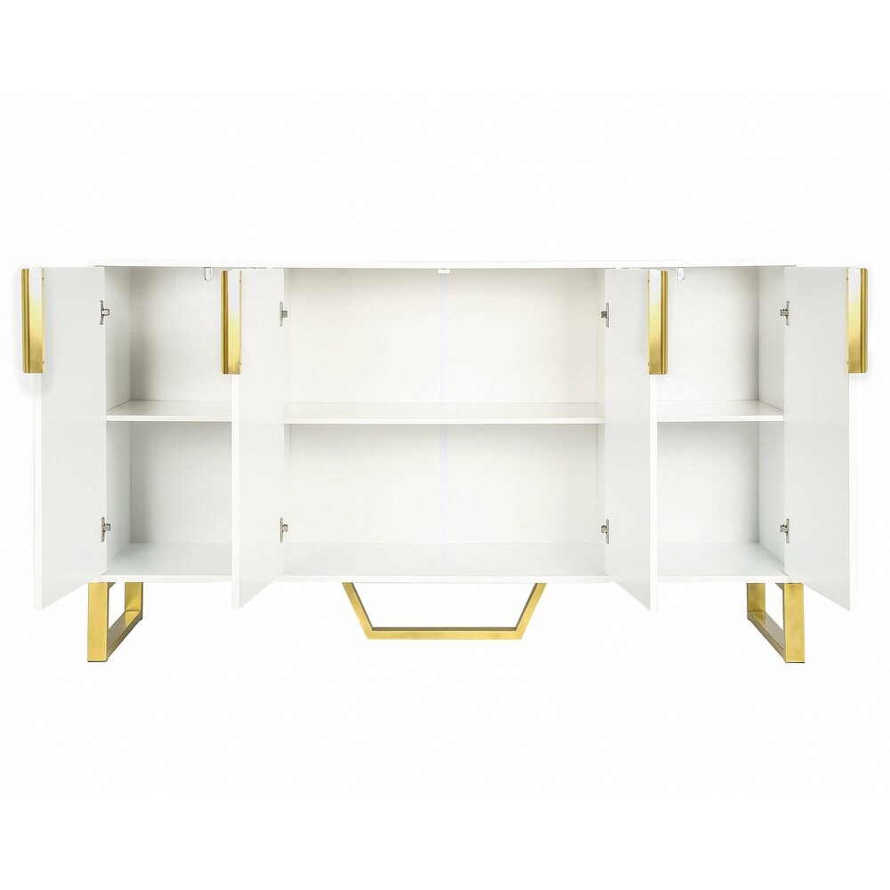 Modern sideboard with Four Doors  Metal handles   Legs and Adjustable Shelves Kitchen Cabinet