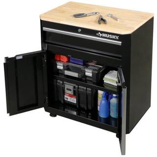 Husky Ready-to-Assemble 24-Gauge Steel 1-Drawer 2-Door Garage Base Cabinet in Black (28 in. W x 33 in. H x 18 in. D) G2801B-US