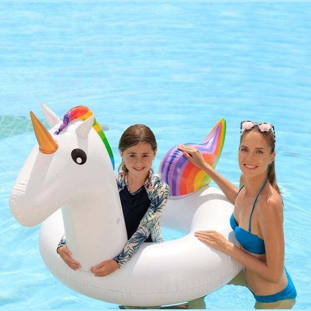 Rainbow Unicorn Inflatable Swimming Pool Tube Ring Float