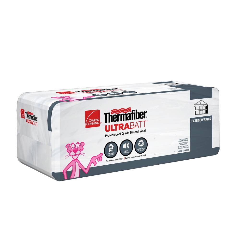 Owens Corning Thermafiber UltraBatt R-15 Unfaced Mineral Wool Insulation Batt 16 in. x 48 in. 884257