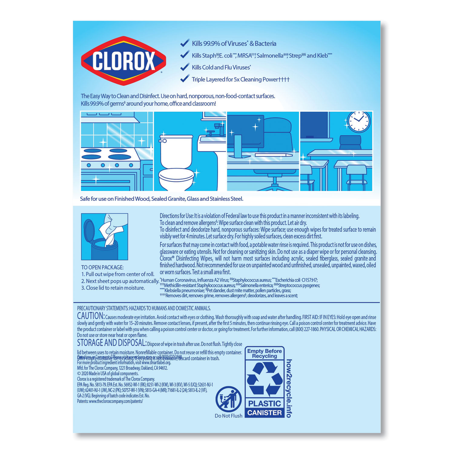 Disinfecting Wipes by Cloroxandreg; CLO01594EA