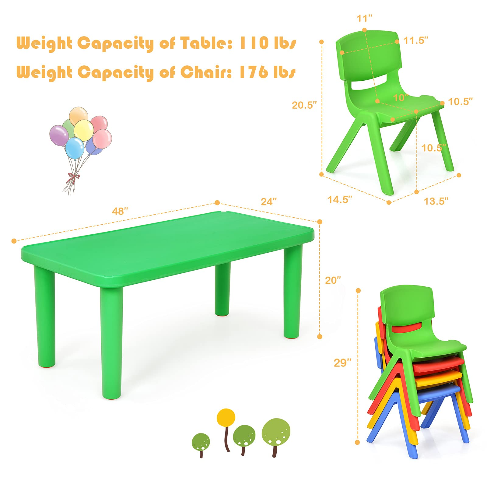 Costzon Kids Table and Chair Set, Plastic Learn and Play Activity Set