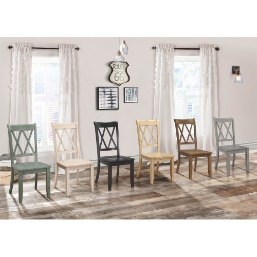 Casual Brown Finish Side Chairs Set of 2 Pine Vene...