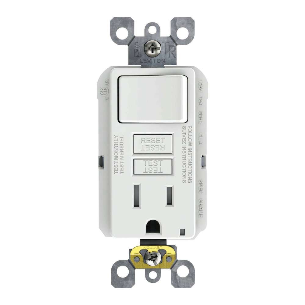 Leviton SmartlockPro GFCI Outlet 15A 125V White NEMA 5-15R ;