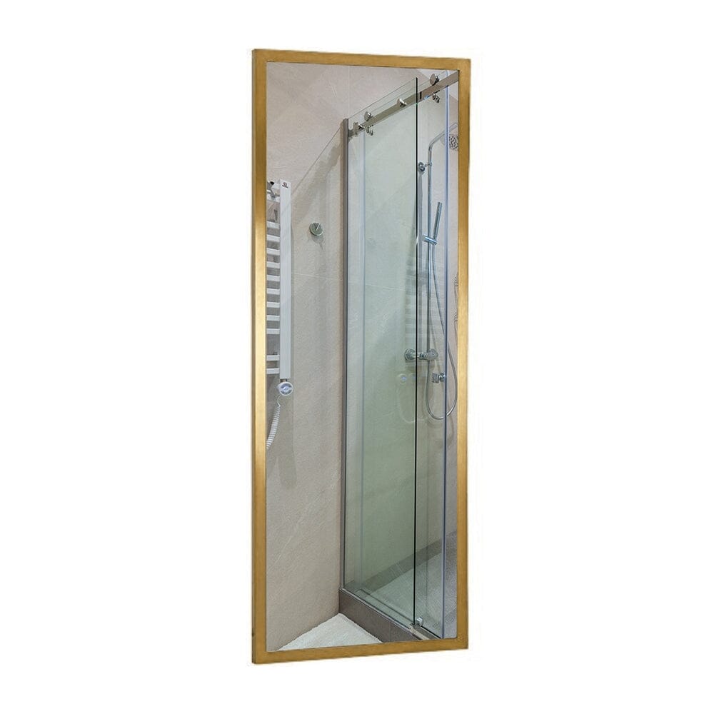 Commercial Grade Contemporary Industrial Strength Wall Mirror | Brushed Gold Metal