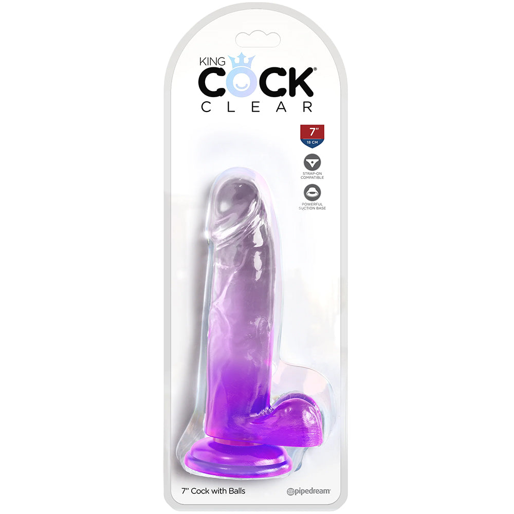 King Cock 7 Inch Ballsy Dildo in Purple