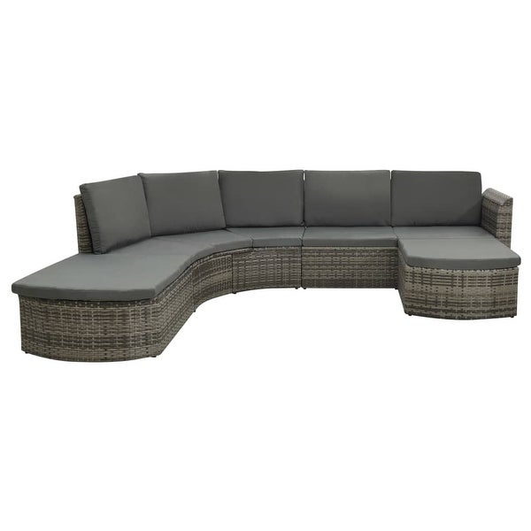 4 Piece Patio Lounge Set with Cushions Poly Rattan Gray - Overstock - 36363570