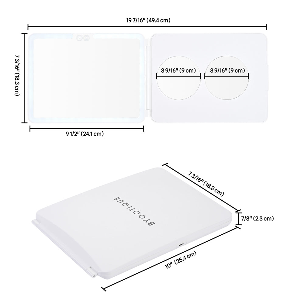 TheLAShop Rechargeable Lighted Folding Travel Mirror 1X/3X/5X Magnifying