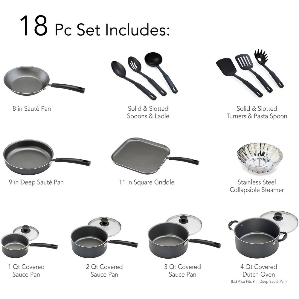 18 Piece Non stick Cookware Set