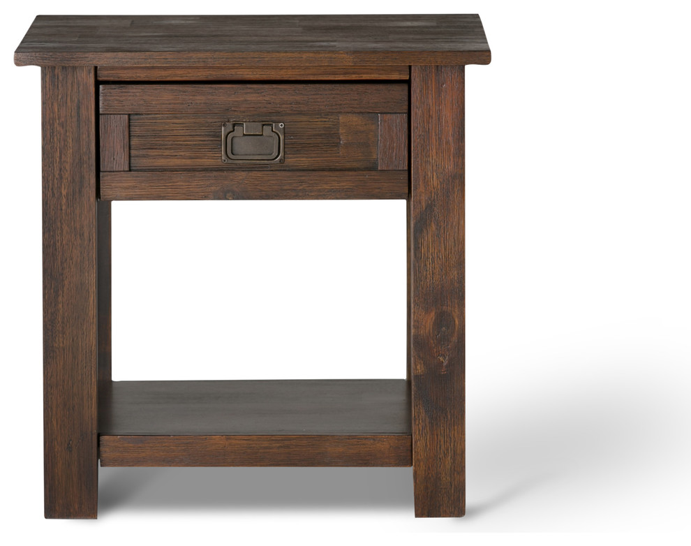 Monroe Solid Acacia Wood End Table   Transitional   Side Tables And End Tables   by Simpli Home Ltd.  Houzz