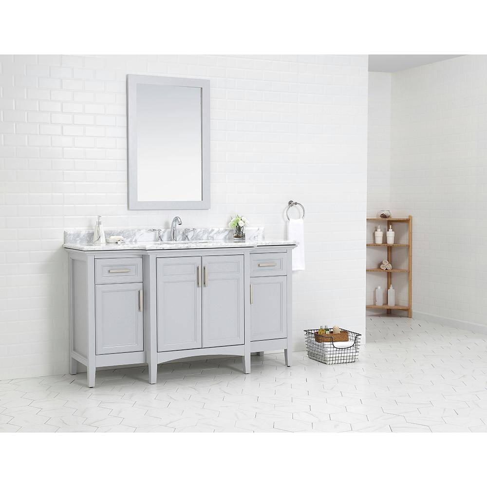 Home Decorators Collection Sassy 60 in. W x 22 in. D Vanity in Dove Gray with Marble Vanity Top in White with White Sink Sassy 60G