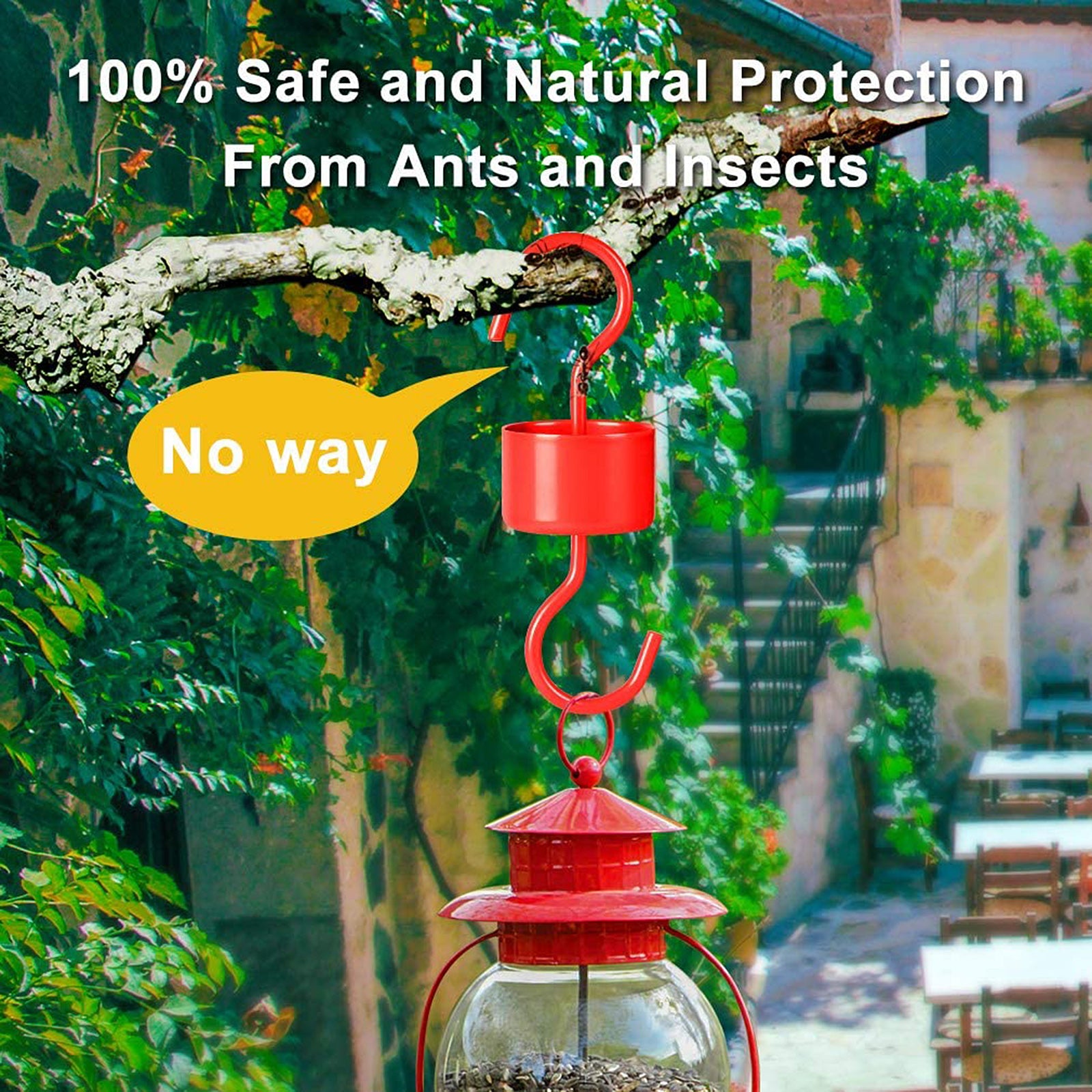 Outdoor Birds Feeder Ant and Insect Guard/Ant Moat， Authentic Ant Trap， Oriole Feeders Accessory Hooks for Outdoor， House， Garden with Umbrella-Shaped Cover and Brush(Red)