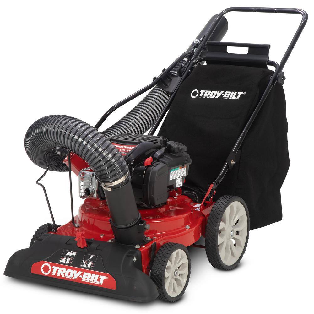 Troy-Bilt 24 in. Leaf Vacuum Head 1.5 in. Chipping Capacity Gas Powered Chipper Shredder Vacuum with High Rear Wheels CSV060B