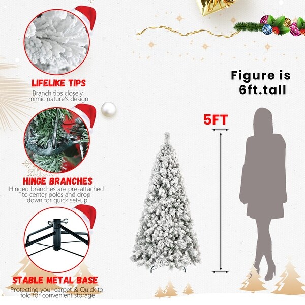 4ft9ft PVC/PE Mixed Flocked Christmas Tree – Natural Look and Easy Setup