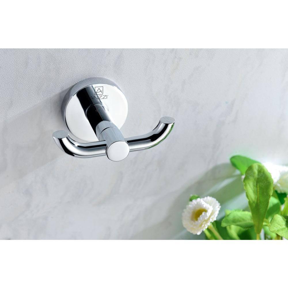 ANZZI Caster Series Double Robe Hook in Polished Chrome AC-AZ004