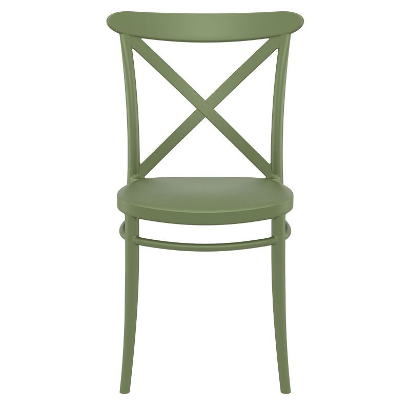 34.25 Olive Green Patio Cross Armless Dining Chair