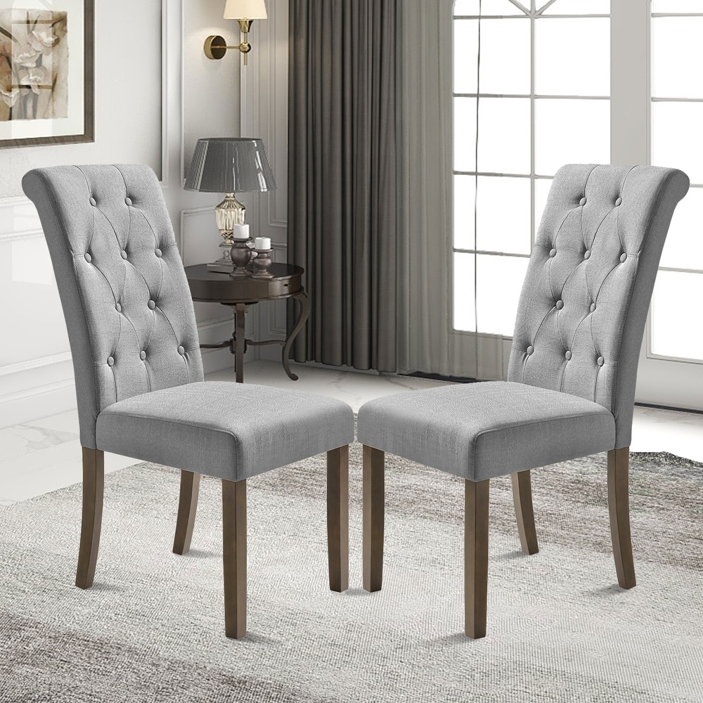 Elegant Solid Wood Tufted Dining Chair Dining Room Set(Set of 2)