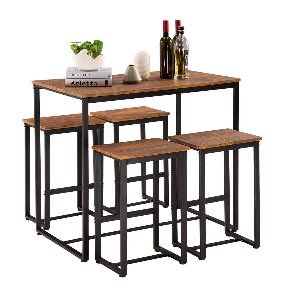 UBesGoo Dining Table Set,5 Piece Counter Height Pub Table Set with 4 Chairs for Bar, Breakfast Nook, Kitchen Room, Dining Room and Living Room