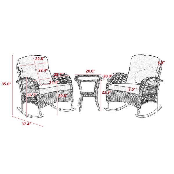 3pcs Outdoor Furniture Modern Wicker rocking chair set - Overstock - 37253099