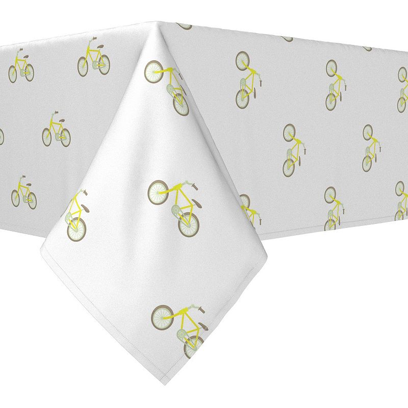 Rectangular Tablecloth， 100% Cotton， 52x104， Yellow City Bicycles