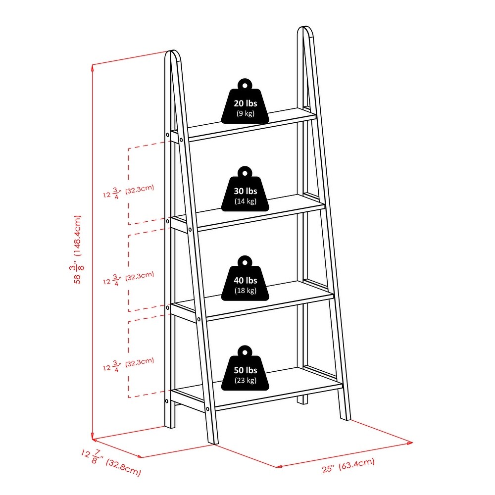 Avalon 4 Tier A Frame Shelf  Espresso   24.96 x 12.91 x 58.43 inches