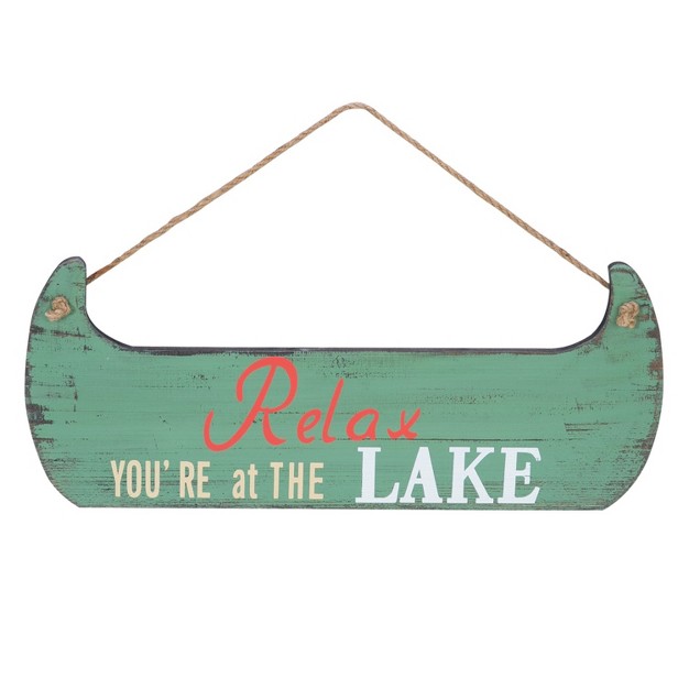 Beachcombers Relax Lake Canoe Shape Sign 5 875 X 0 25 X 14 Inches