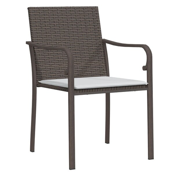 vidaXL Patio Dining Set Table and Chair with Cushions Poly Rattan and Steel