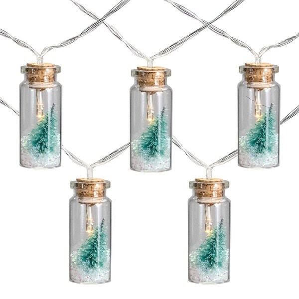 10 B/O Corked Bottle with Tree LED Warm White Christmas Lights