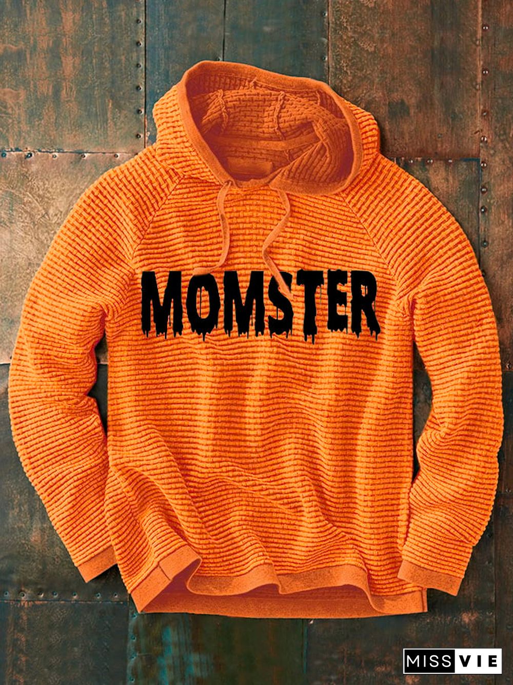 Men's Halloween Momster Print Long Sleeve Hoodie