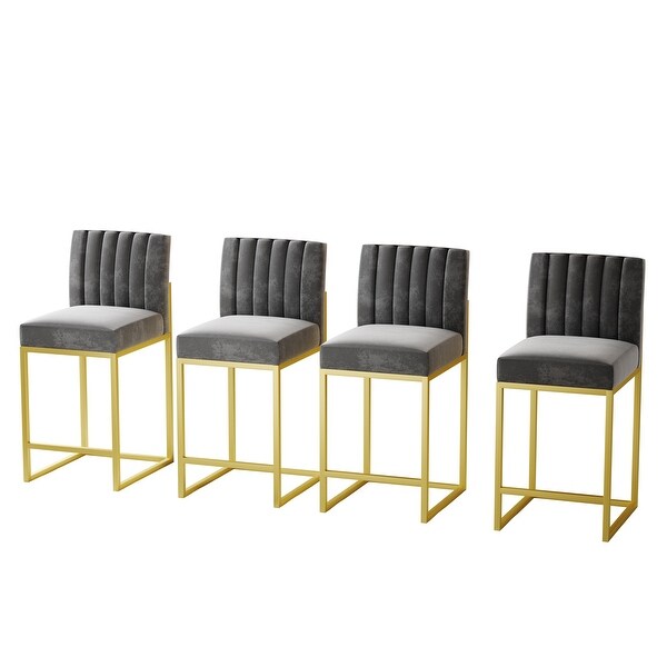 Modern 25inch Counter Height Bar Stools with Velvet Upholstered Seat