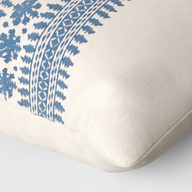 Floral Embroidered Lumbar Throw Pillow