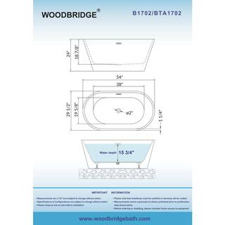 WOODBRIDGE 54 in. Acrylic FlatBottom Double Ended Bathtub with Polished Chrome Overflow and Drain Included in White HBT6104