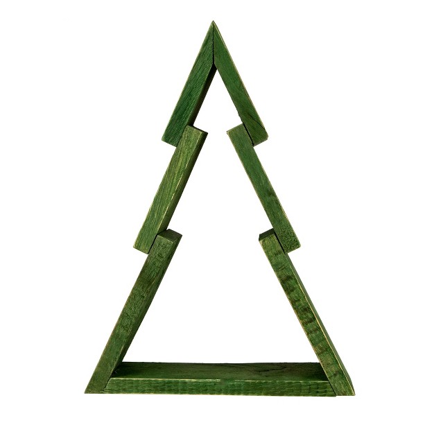 Green Geometric Wooden Christmas Tree Tabletop Display