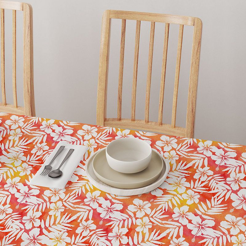 Square Tablecloth， 100% Polyester， 70x70， Hibiscus Island Style