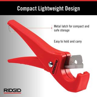 RIDGID 18 in. - 1-58 in. PC-1250 PEX and Vinyl Tubing Cutting Tool Single Stroke Scissor Style Cut with Reversible Blade 23488