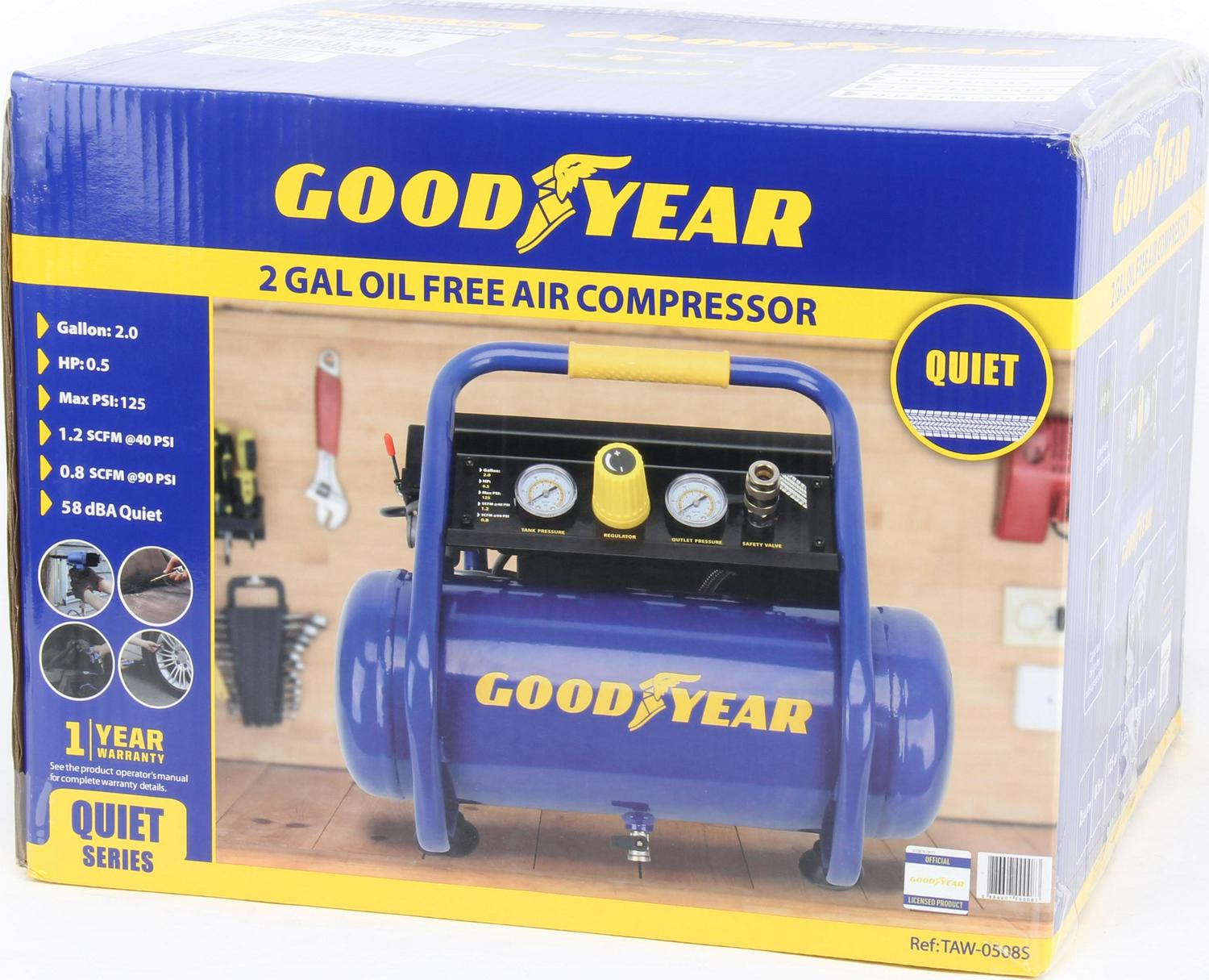 GOODYEAR 2 Gallon Quiet Portable Roll Cage Design Air Compressor