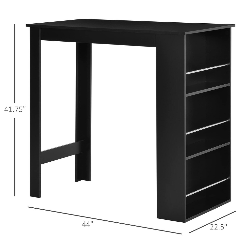 Modern Bar Table Counter Height Dining Table with 3 Storage Shelves for Kitchen  Dining Room  Living Room  Black