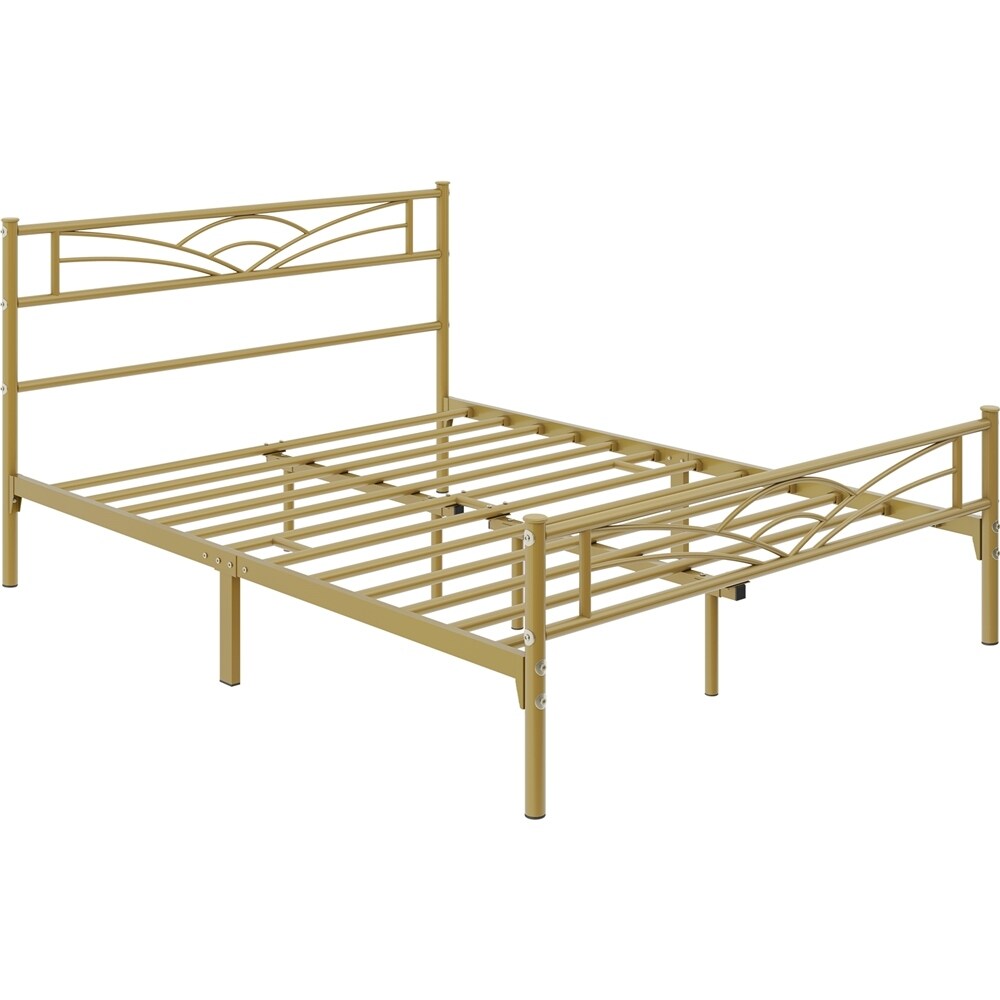 Yaheetech Metal Platform Bed Frame with Underbed Storage Bed Frame with Cloud inspired Design Headboard