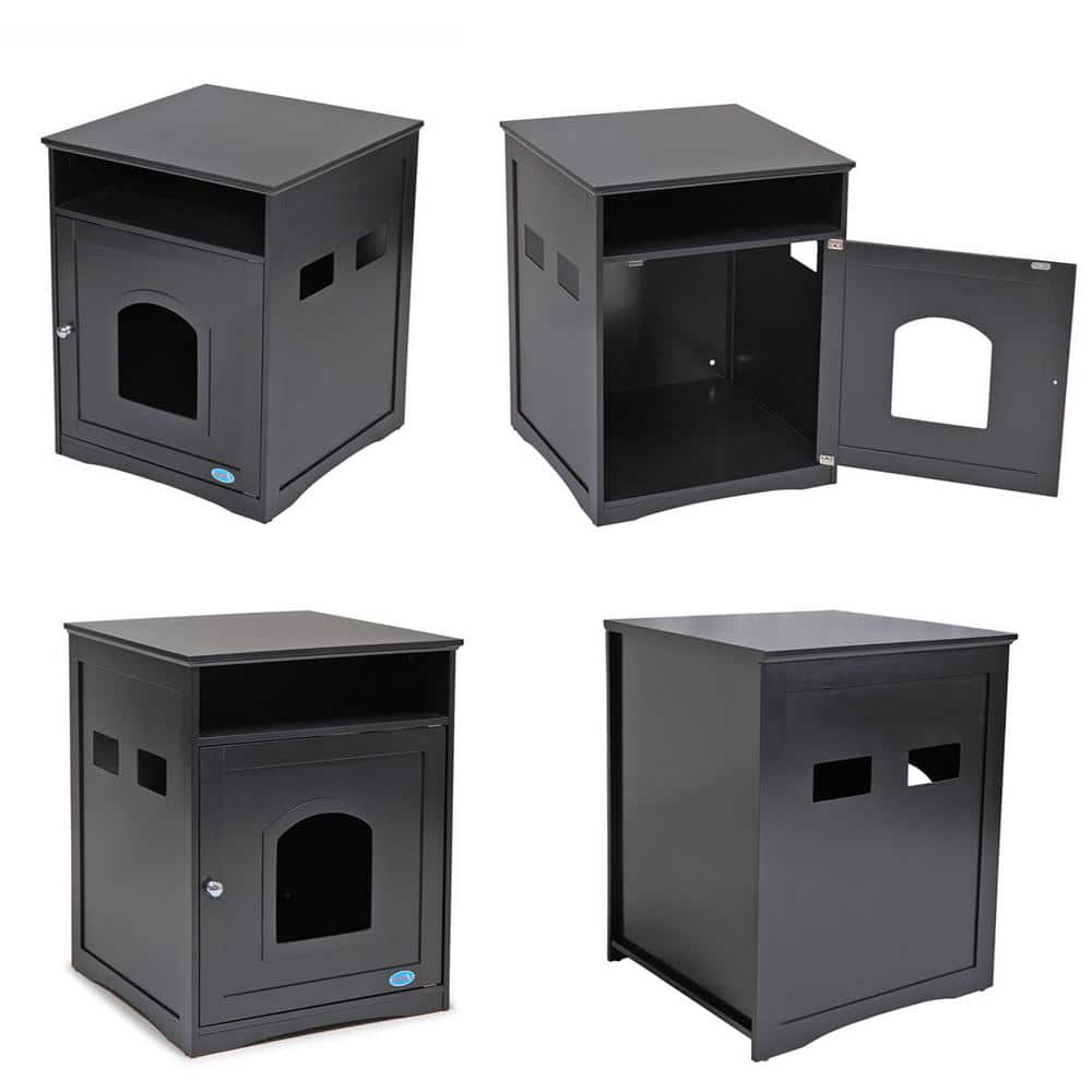 COZIWOW Cat Hidden Litter Box Furniture Enclosure with Tabletop, Black CW12M0332