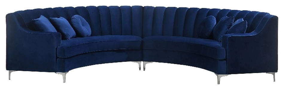 Legend Vansen 141 quotCurved Symmetry Modern Velvet Sectional Sofa in Blue   Midcentury   Sectional Sofas   by Homesquare  Houzz