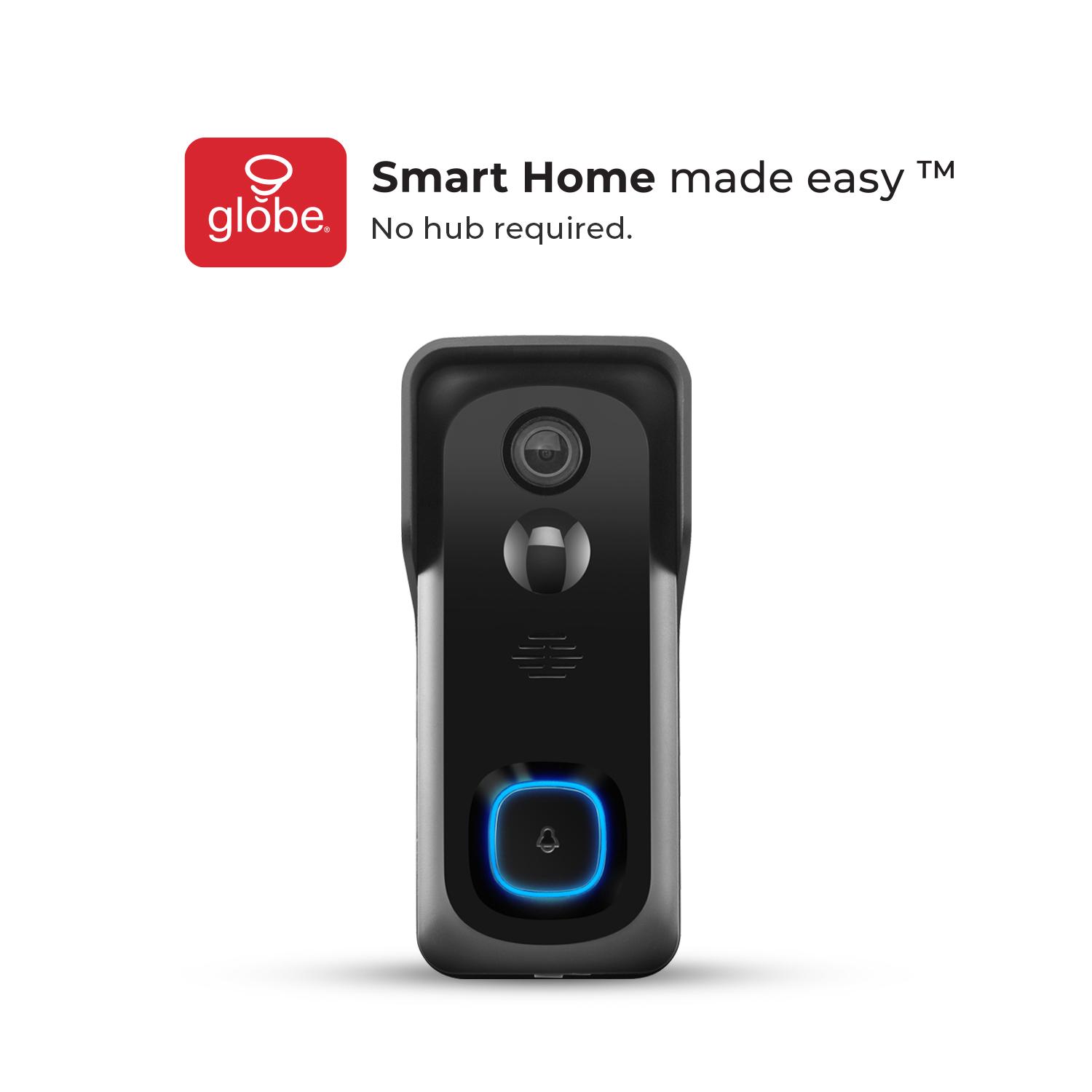 Globe Electric Wi-Fi Smart Home Black/Gray ABS/Polycarbonate Wireless Video Doorbell