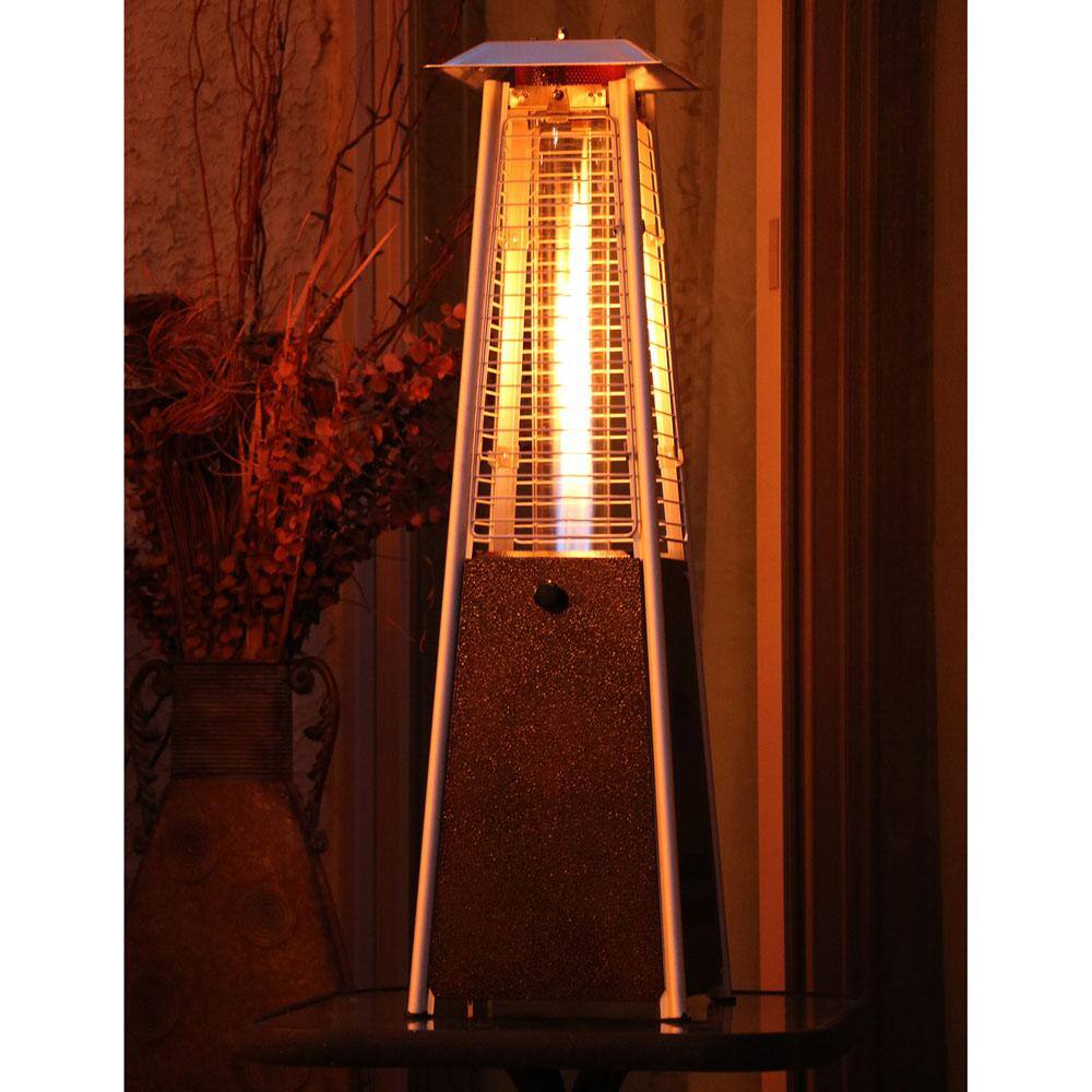 Hanover 9500 BTU Hammered Bronze Mini Pyramid Tabletop Propane Patio Heater with Weather-Protective Cover HAN0202HB-CV