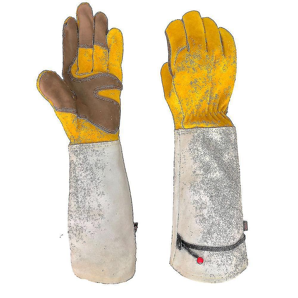 Sleeve Stab-resistant Cow Leather Extended Thick Gardening Gloves With Forearm Protection