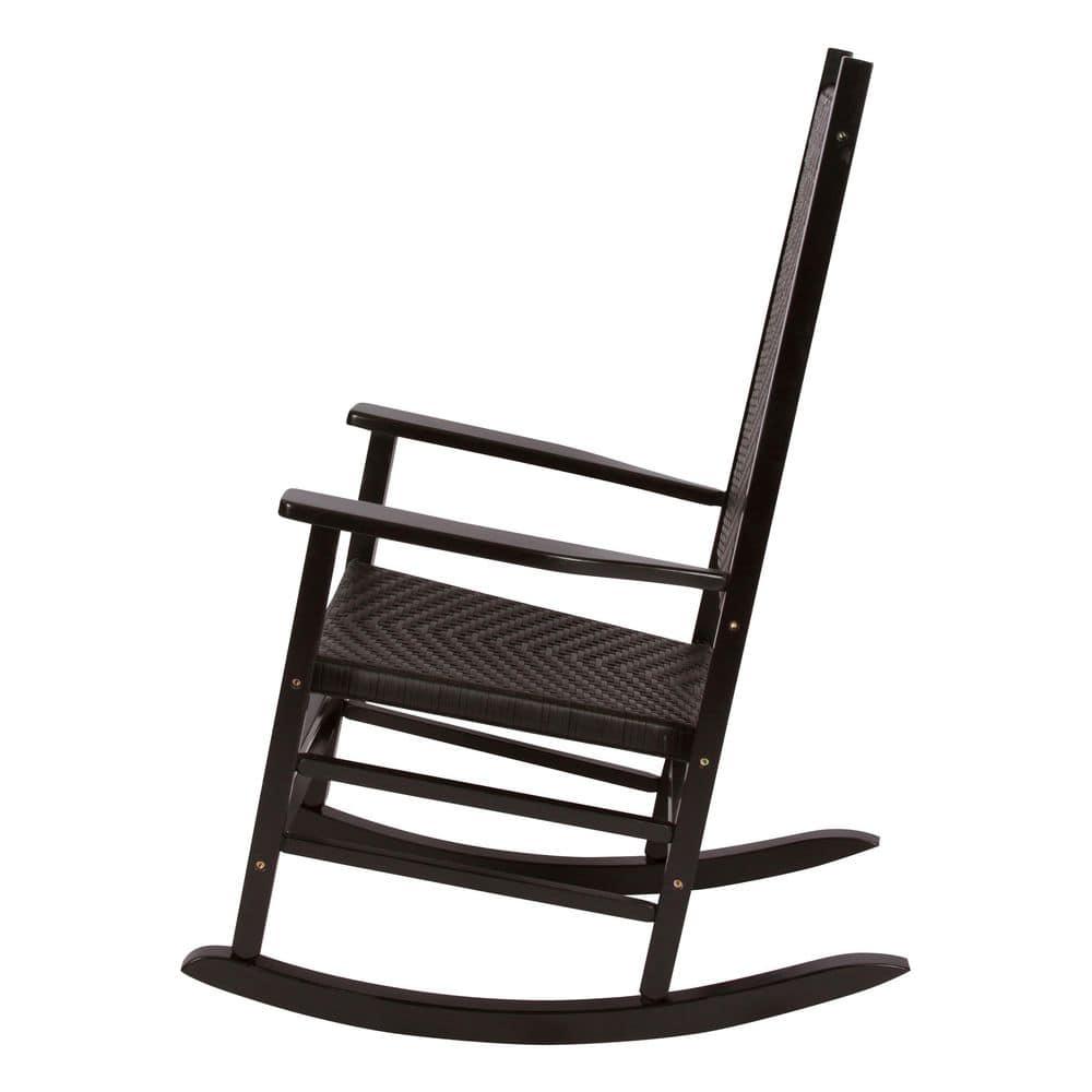 Shine Company Hampton Porch Rocker Black Wood Outdoor Rocking Chair