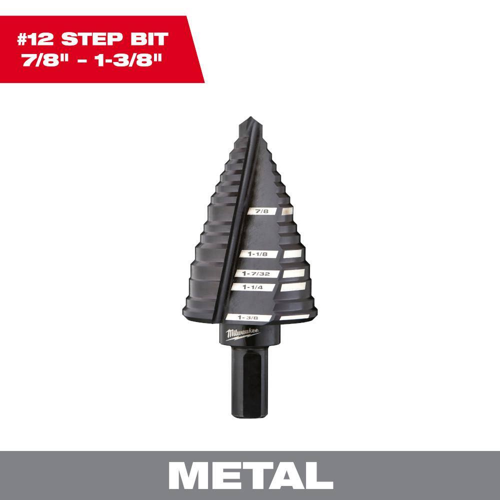 MW 78 in. - 1-38 in. #12 Black Oxide Step Drill Bit (5-Steps) 48-89-9212