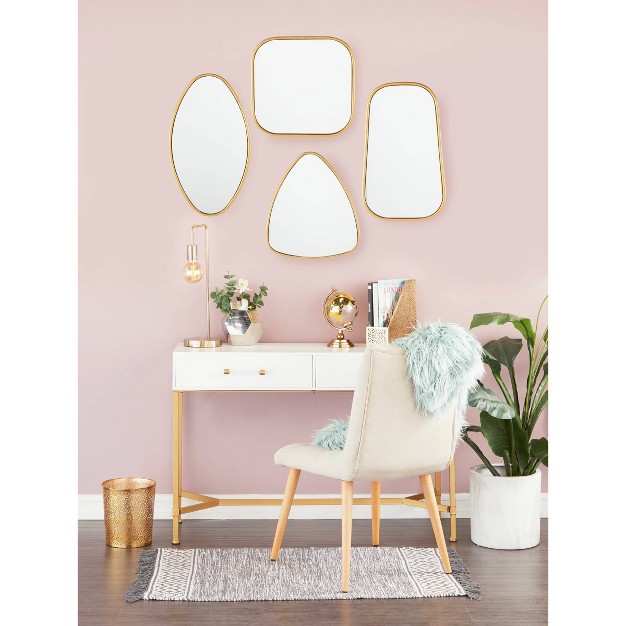 Wood Wall Mirror With Varying Shapes Set Of 4 Gold Cosmoliving By Cosmopolitan